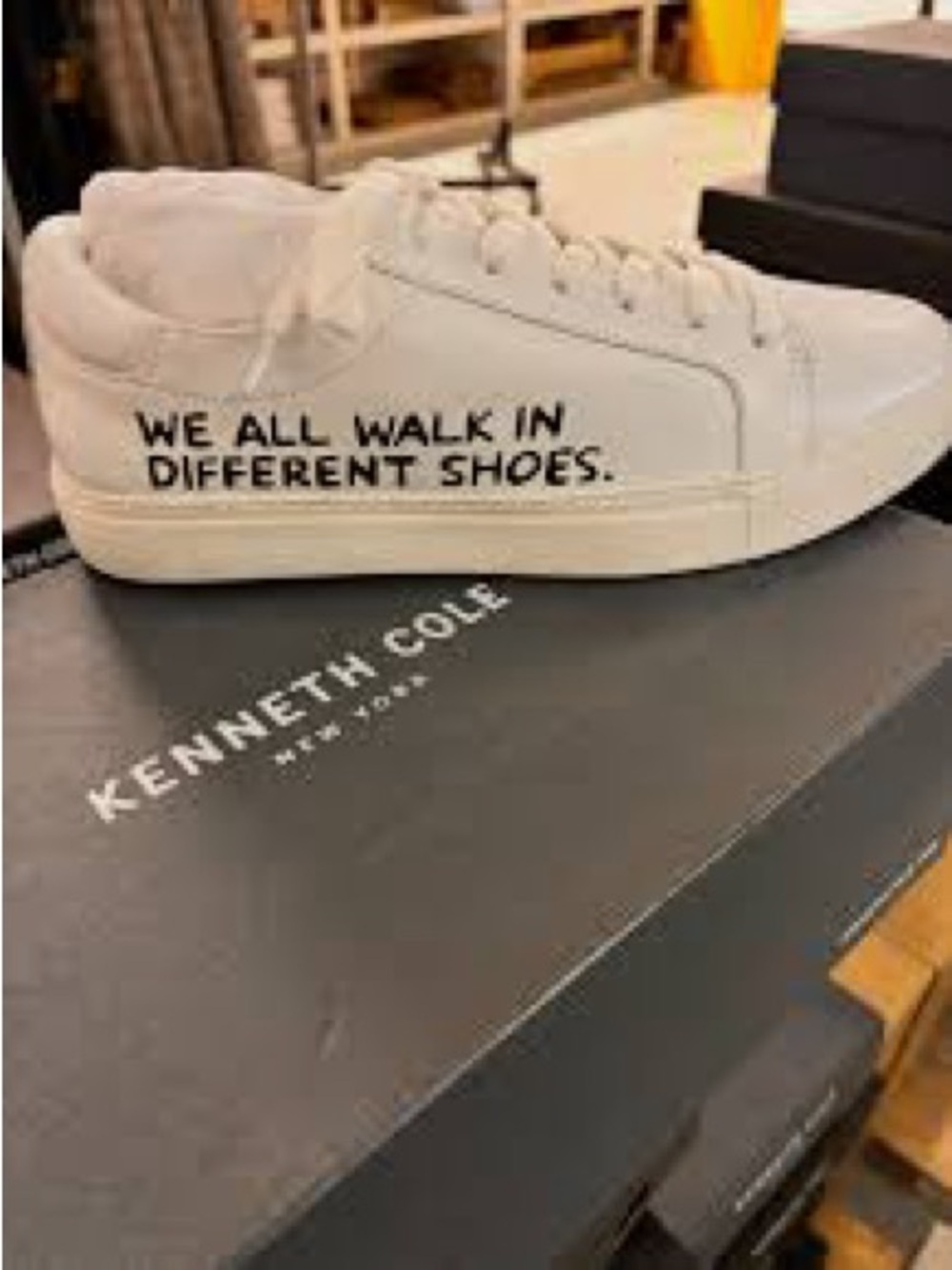 Kenneth Cole White Low-Top Sneakers with Black Script
